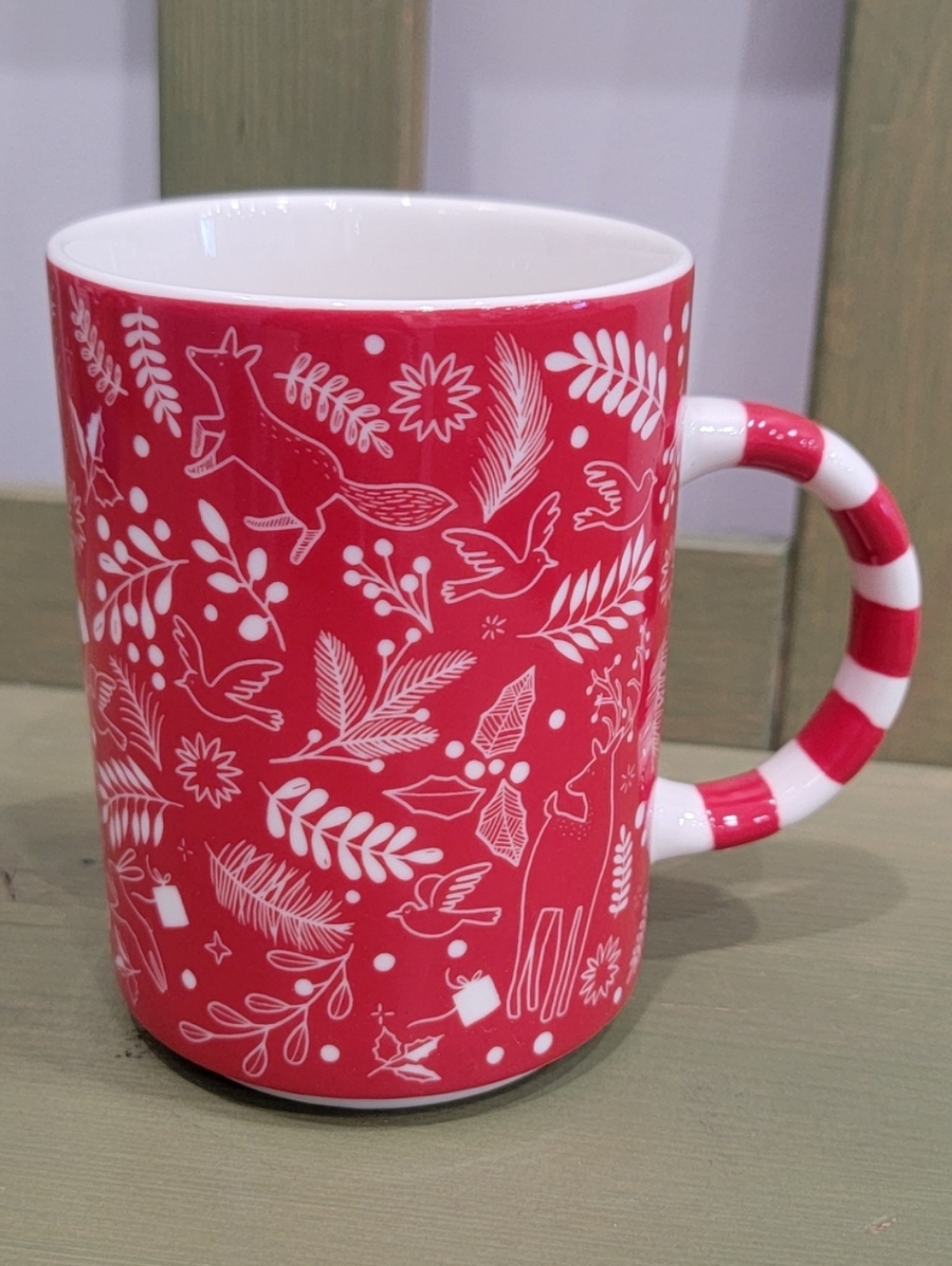Starbucks Red Holiday Mug With Candy Cane Handle
